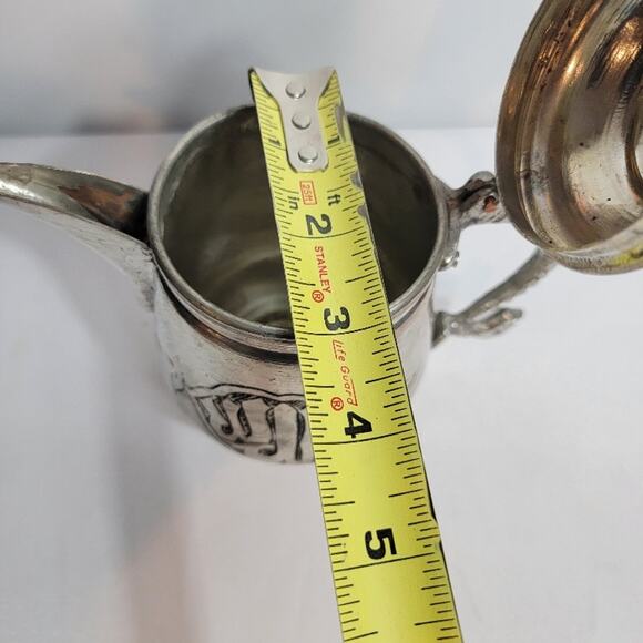 Embossed Turkish Moroccan Teapot Nickel Copper 16 oz - Picture 9 of 13